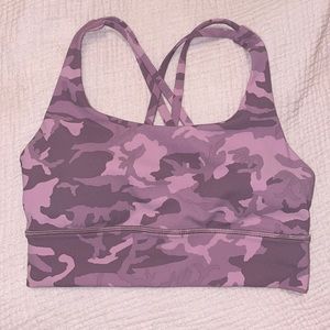 Energy Bra Long Line Camo Pink Taupe Multi size 6